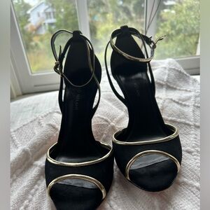 Antonio Melani Black with Gold ankle strap heel